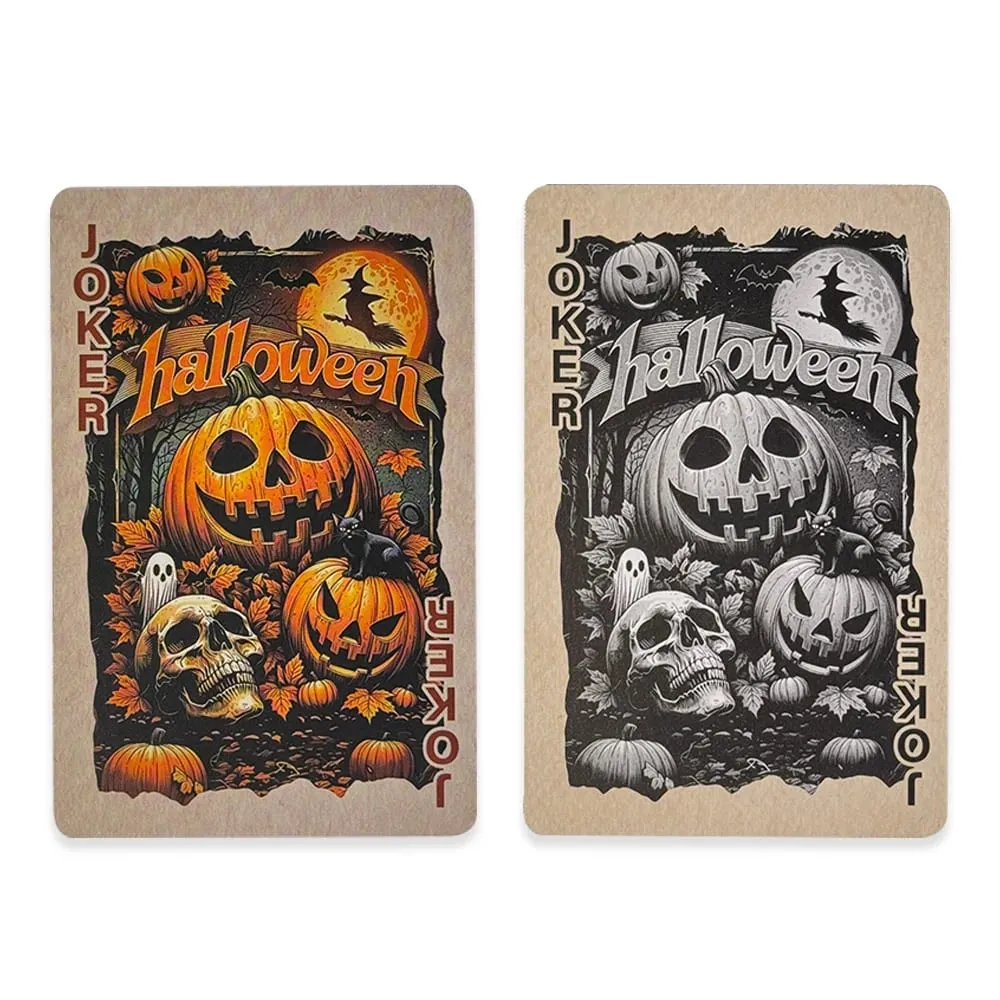55pcs Vintage Halloween Playing Cards Deck Spooky Pumpkin Skeleton Poker Cards Dark Gothic Board Game Family Party Prop Gift — image 6