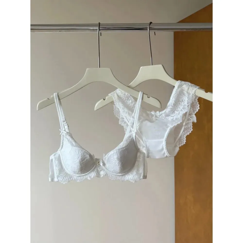 Purple French Lace Bra Embroidery Soft Underwire Minimizer Big Bust Lift Anti Sag Gathering Support Daily Lingerie 32-38 Bra Set — image 5