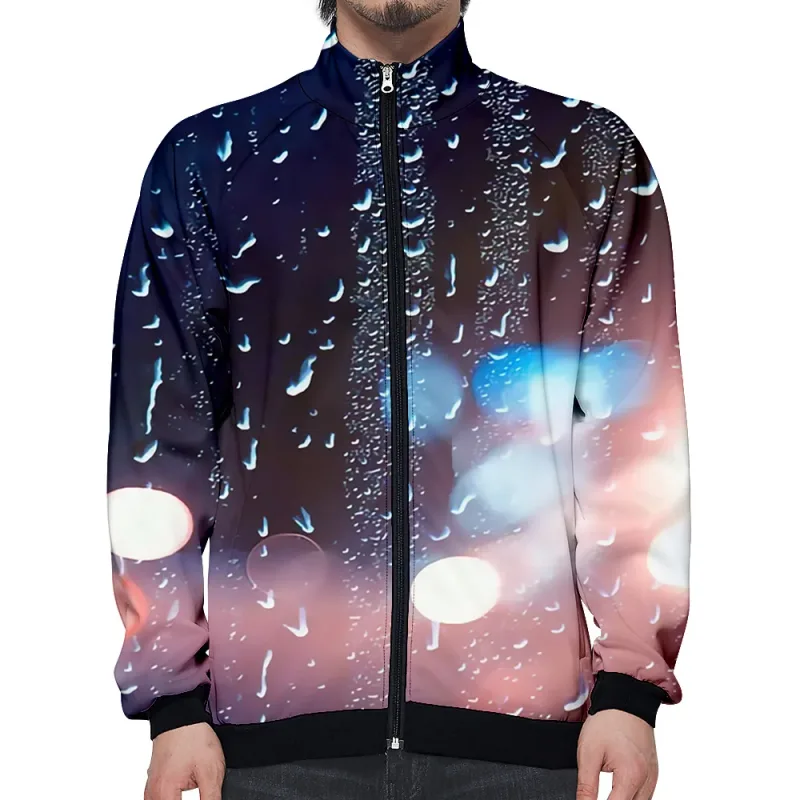 Harajuku Popular Rain 3D Print Zipper Raglan Jacket Windbreaker Boys/Girls Comfortable Stand Collar Jackets Coats — image 7