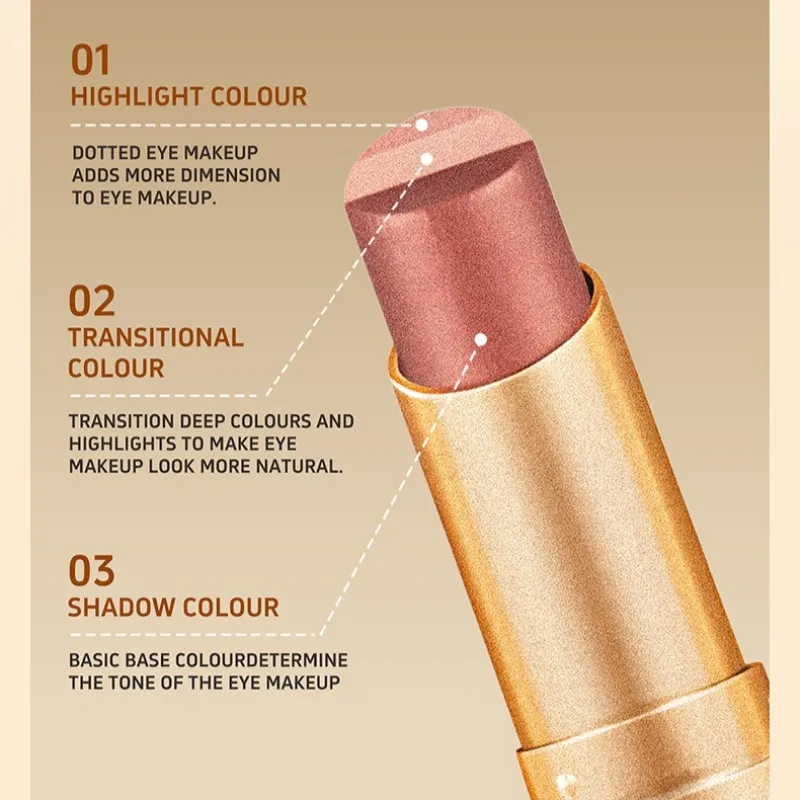 3 Color Matte Pearlescent Eye Shadow Stick Waterproof Durable Gloss Smoked Eye Makeup Cosmetics Long-Lasting Eye Shadow Stick — image 6