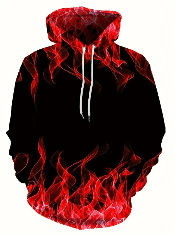 2024 Creative Flame 3D Print Hoodie Cool Hoodies Mens Spring Autumn Pullover Hooded Sweatshirt Oversized Harajuku Y2k Clothes — image 4