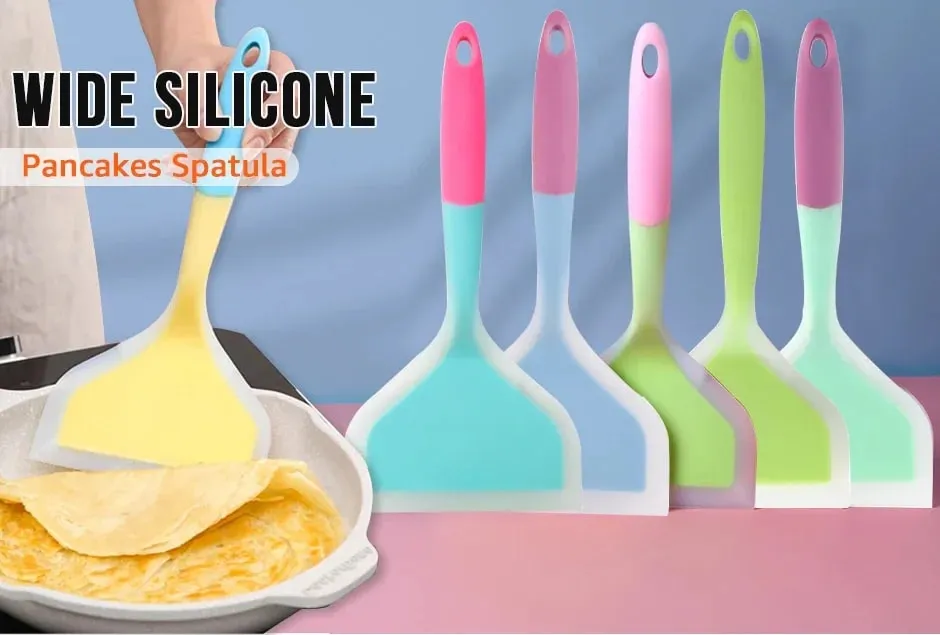 Silicone Spatula Cooking Utensils Beef Meat Egg Kitchen Scraper Wide Pizza Cooking Tools Shovel Non-stick Spatula Color Randomly — image 5