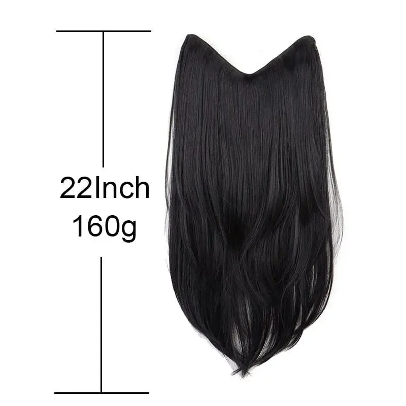 22Inch Synthetic V-Shape Long Straight Hair Extension Layered Hairpiece Natural Invisible Everyday Wear for Women Daily Party — image 4
