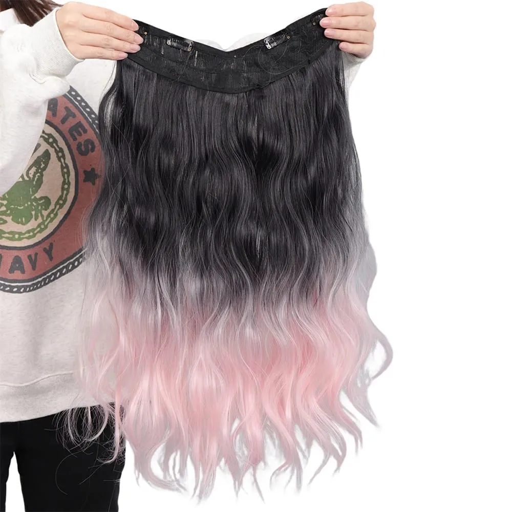 V-shaped One-Piece Synthetic 4 Clip In Hair Extensions Long Straight Hairstyle Hairpiece Colour 55CM Natural Fake Hair — image 6