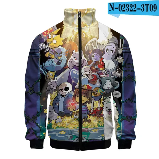 Luxury Popular Sans Undertale 3D Print Zipper Raglan Jacket Windbreaker Boys/Girls Comfortable Stand Collar Jackets Coats — image 37
