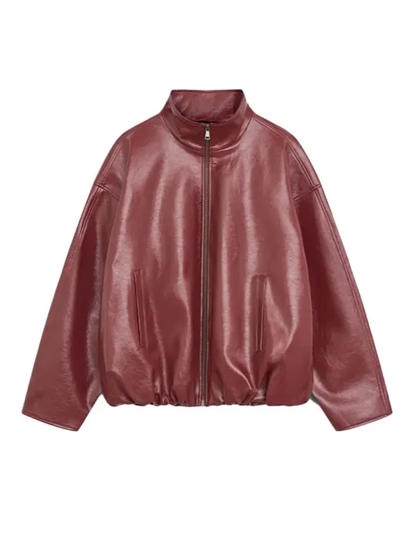 Vintage Green Leather Skirt Sets Women Fashion Solid Strapless Short Skirts Zipper Jacket Outfits Lady Daily Highstreet Outfit — image 12