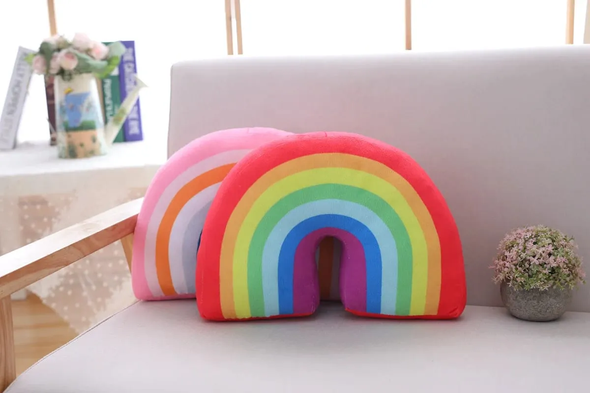 35x25cm Rainbow Plush Pillow Stuffed Red Pink Sky Cushion C Shape Head Support Pillow Home Decor Plushie Prop Gift — image 7