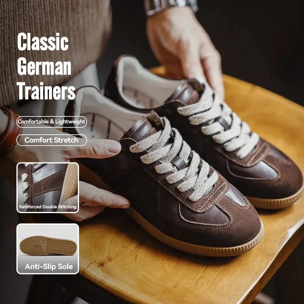 Maden Classic Brown Spliced German Trainer Shoes Flat Low-top Sneakers for Men's Spring and Autumn Casual Lace-up Sporty Shoes — image 1