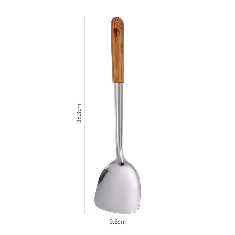 Stainless Steel Spatula Spoon Wood Handle Cooking Shovel Ladle Kitchen Utensils Baking Cooking Tools Kitchenware Cookware — image 12