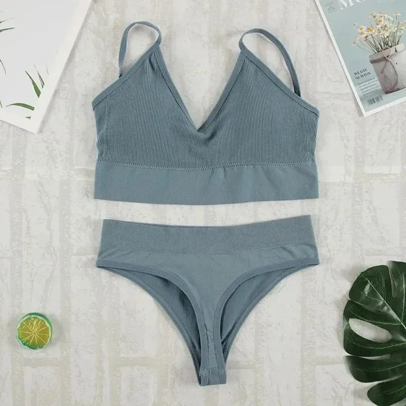 2 Pcs Bra Set Underwear Set Women Panties Sexy G-String Seamless Bralette Female Lingerie Soft Tank Crop Top 2026 New — image 3