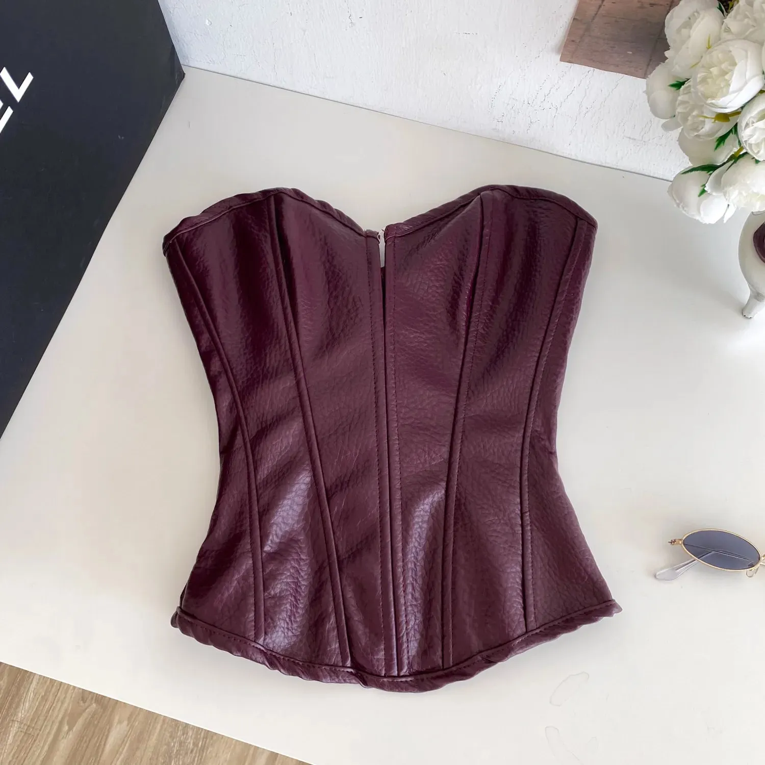 Sexy Pu Slim Tube Top Chic Strapless Crop Top Korean Fashion Corset Bustier Camis Women Tank Top — image 15