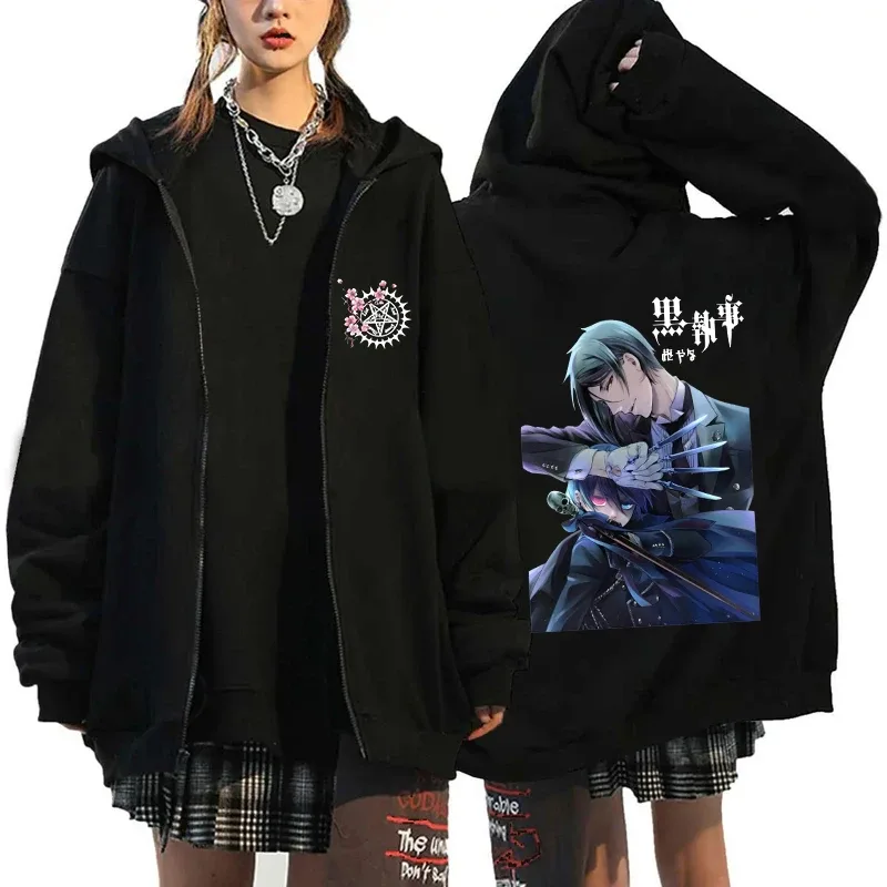 2025 Hot Aniem Cosplay Tops Black Butler Zipper Hoodie Fashion Autumn Winter Long Sleeve Sweatshirts Zipper Jacket For Man Woman — image 2
