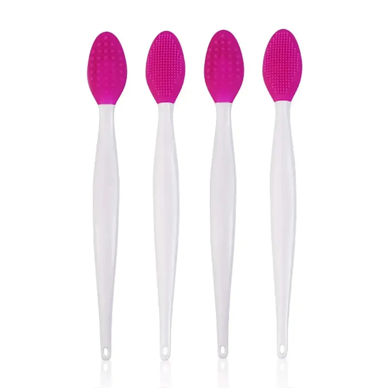 En gros 4 pièces nouveau Design de mode nez Double face outil Silicone lèvres gommage exfoliant brosse pinceaux de maquillage ensemble de pinceaux de maquillage — image 9