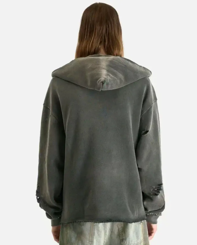 N Brand 26SS”DESTRUCTO' STUDDED WASHED“ Distressed High-Street Hip-Pop Cotton Oversized Hoodies Sweater For Men — image 5