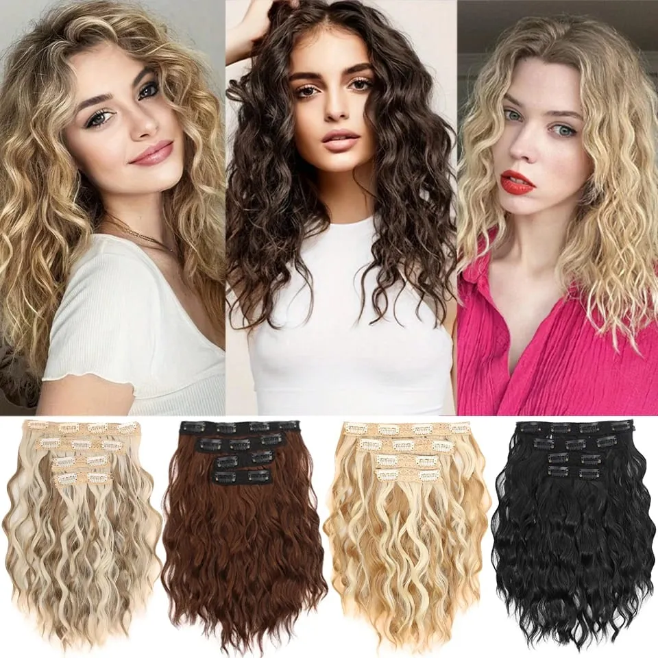 12 inch Four Piece Water Ripple Short Roll Clip Hair Extensions Suitable For Women's Daily Gatherings Gestivals And Celebrations