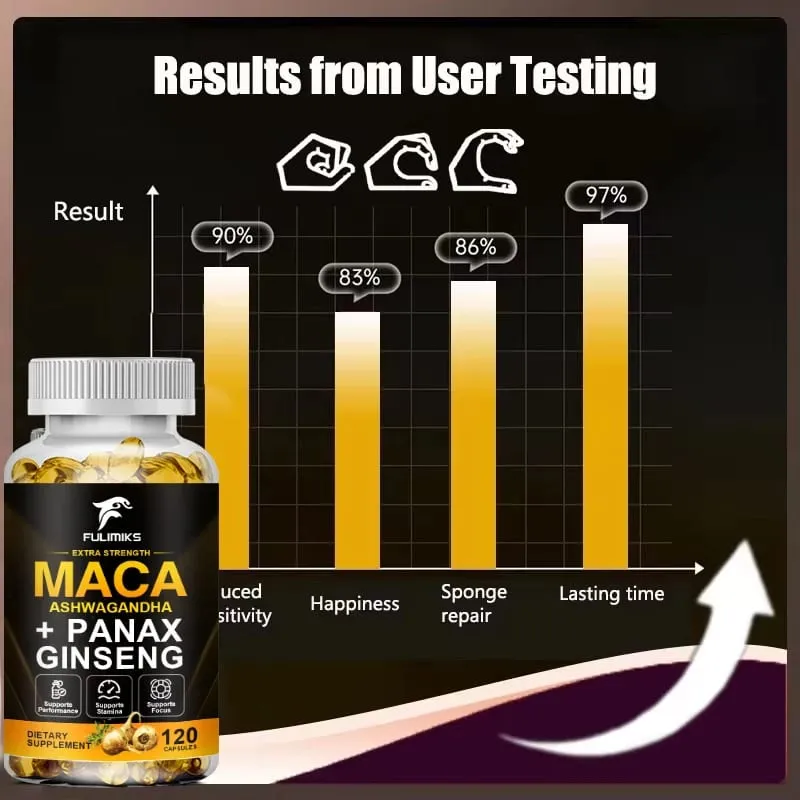 Triple Maca Blend with Ginseng & Ashwagandha Supplement Supports Reproductive Health Hormonal Balance Muscle & Stress Relief — image 5