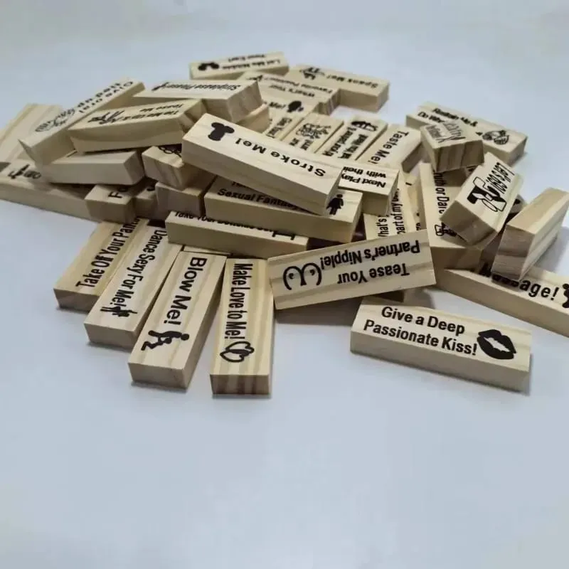 48Pcs Wooden Sex Block Tumbling Tower Stacking GamesGame For Adults Sex Toys Valentine For Couples Erotica Party SM Block — image 6