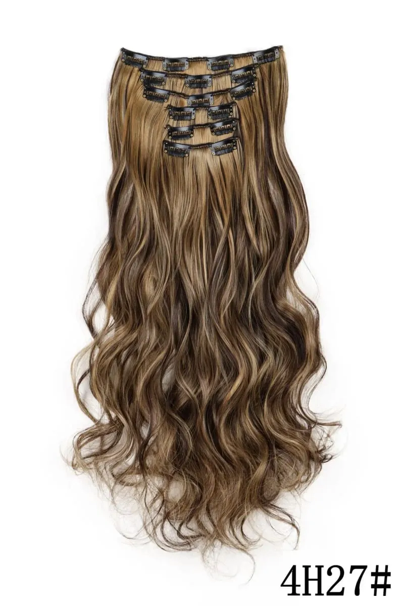 Black Hair Extensions 6pcs/set Women Long Straight Synthetic Full Head Clip 16Clips Ombre Heat Resistant Fiber Hair Kpop Cosplay — image 18