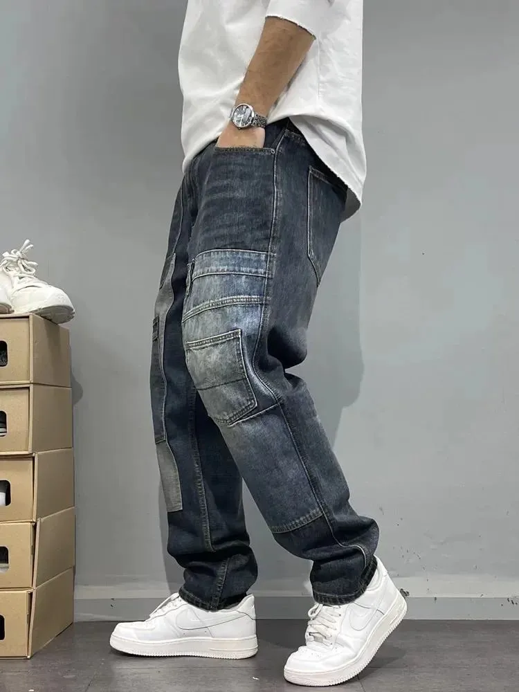 Spring/Autumn Fashion Trendy American Retro Straight Leg Stretch Denim Jeans Men's Casual Loose Fit Sports High Quality Jeans — image 2