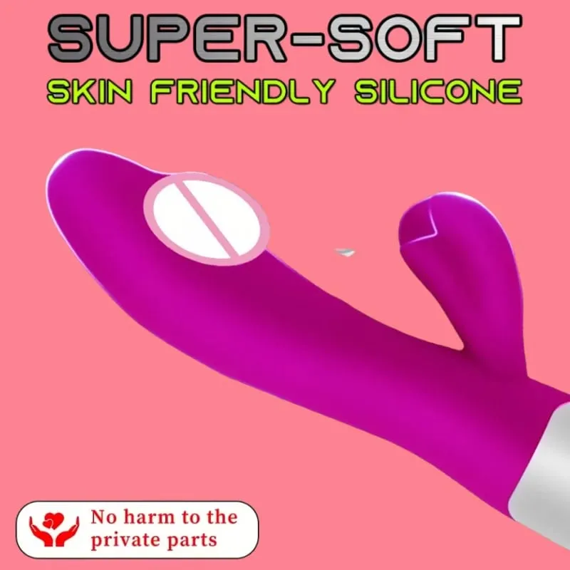Silicone G-Spot Rabbit Vibrator Dual Vibration Clitoral Massager 10 Speeds Rechargeable Waterproof Pleasure Sex Toy for Women