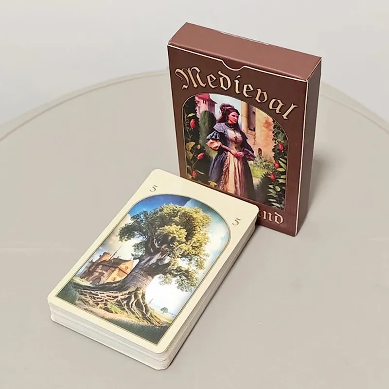 9*6cm Medieval Lenormand Oracle Deck 36 Pcs Cards Printed on 350GSM Double-embossed Cardstock