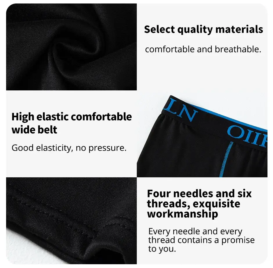 10 Piece Set Of Men's Black Classic Elastic Long Underwear Quick Drying Comfortable Sports Youth Trend Flat Corner Pants