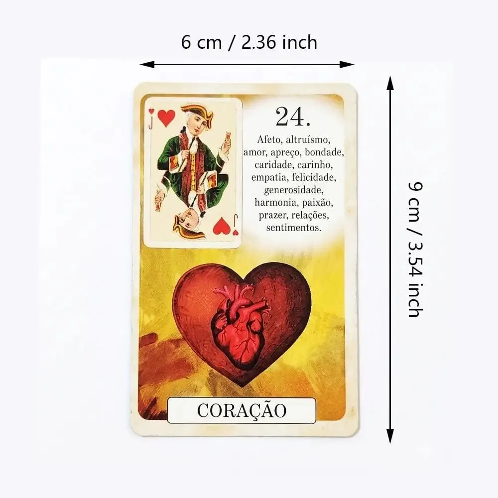 Classique Lenormand Deck 9*6cm - 37 Vintage Style Divination Cards - Classic Portuguese Edition Double-embossed Cardstock — image 3