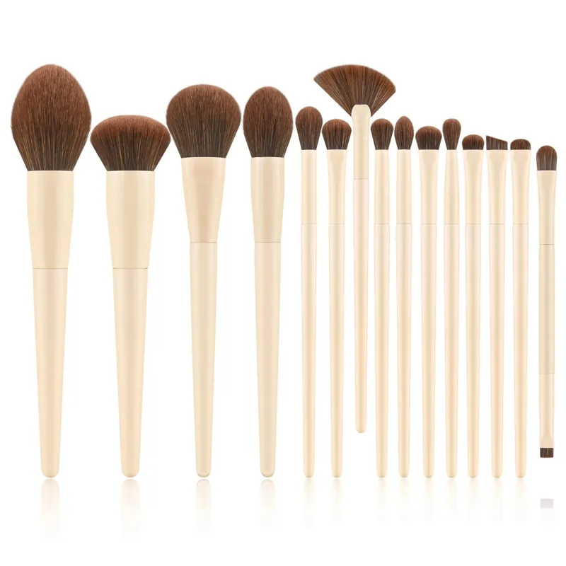 15pcs Makeup Brushes Custom Logo White Color Brown Hair Makeup Brush Set Private Label Pro Beauty Tools Wholesale 5set/lot