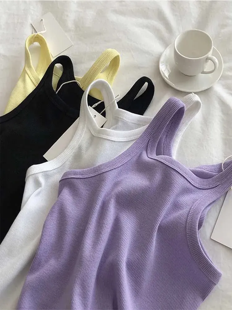 2024 Canotte da donna Canotte sexy ritagliate Top femminile Canotta estiva da donna Camis Abiti sportivi bianchi neri per le donne
