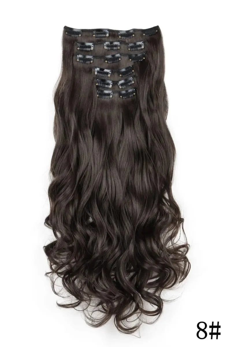 Black Hair Extensions 6pcs/set Women Long Straight Synthetic Full Head Clip 16Clips Ombre Heat Resistant Fiber Hair Kpop Cosplay — image 12