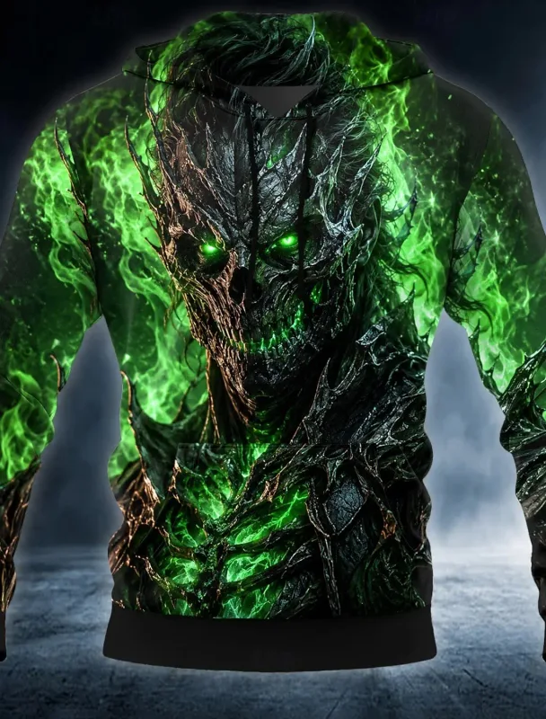 Men's Halloween Grim Reaper 3D Printed Hoodie, Skull Raven Gothic Graphic Sweatshirt, Long Sleeve Streetwear Men Clothing — image 4