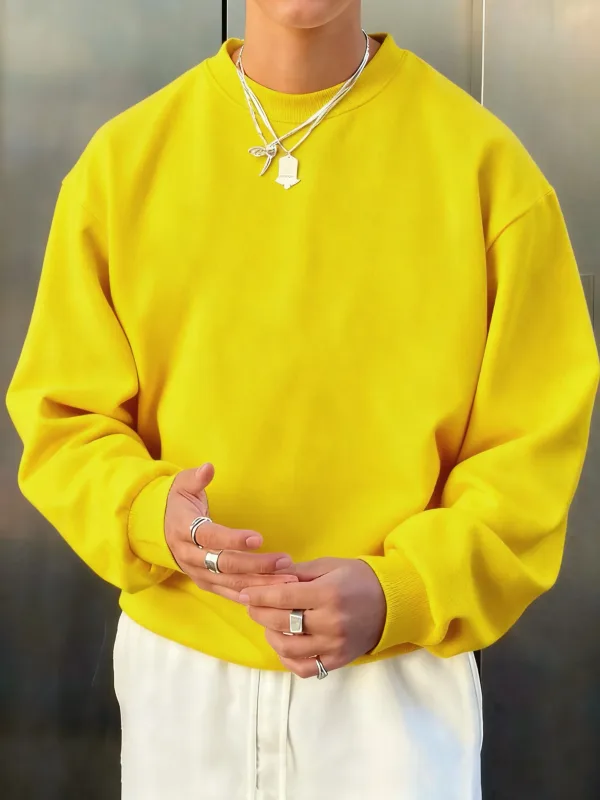 Man'S Fleece Autumn Top Street All-Match Pullovers Comfortable Basics Sweatshirts Sport Casual Sportswears Daily Soft Clothing — image 5