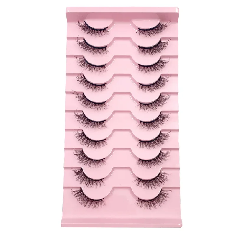 3D Cat Eye Lashes Half Eyelashes 10Pairs Half Lashes Natural Clear Stem False Eyelash Extension Makeup Faux Cils maquiag — image 5