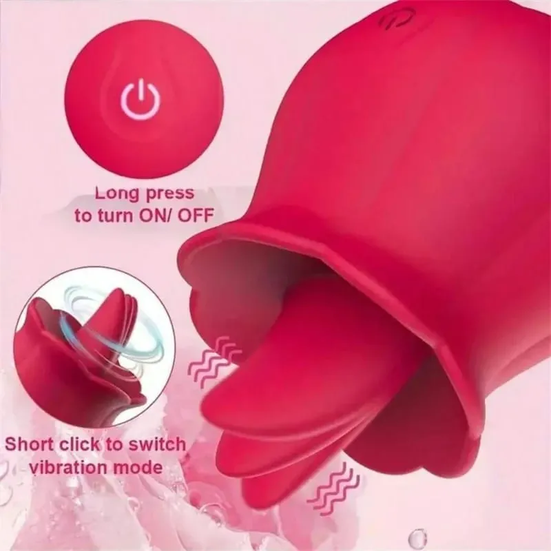 Powerful Tongue Vibrator Female Rose G Spot Oral Clitoris Stimulator Lick Vagin Massager Masturbation Adult Sex Toys for Women