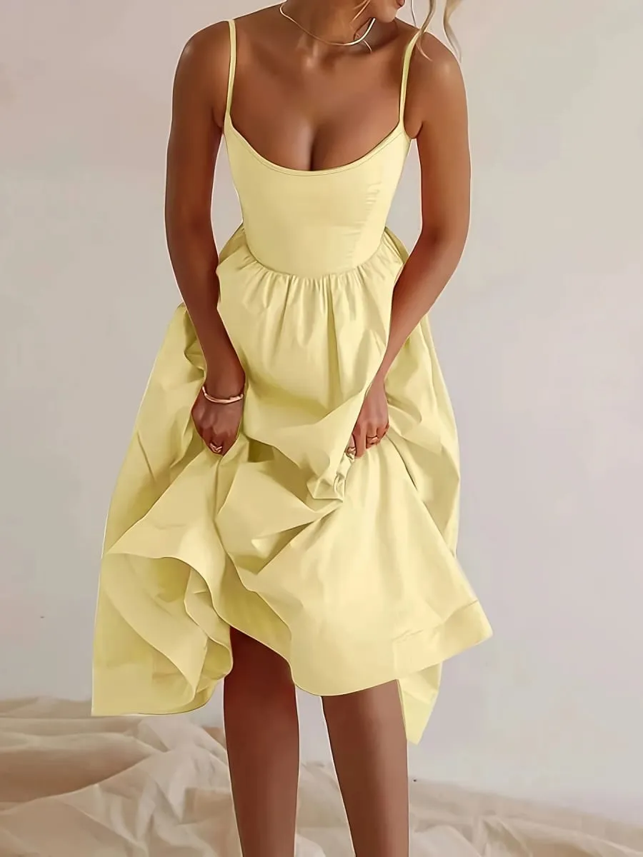 Elegant Directed Women's New Pure Color Sleeveless Chic Strap Dress Fashionable Minimalist Design Casual Comfortable Fit — image 1