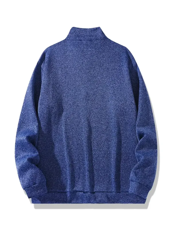 2Pcs Set Men 1/4 Zip Mock Neck Sweatshirt, Fleece Lined Pullover with Ribbed Cuffs Warm Casual Top for Fall Winter Daily Wear — image 4