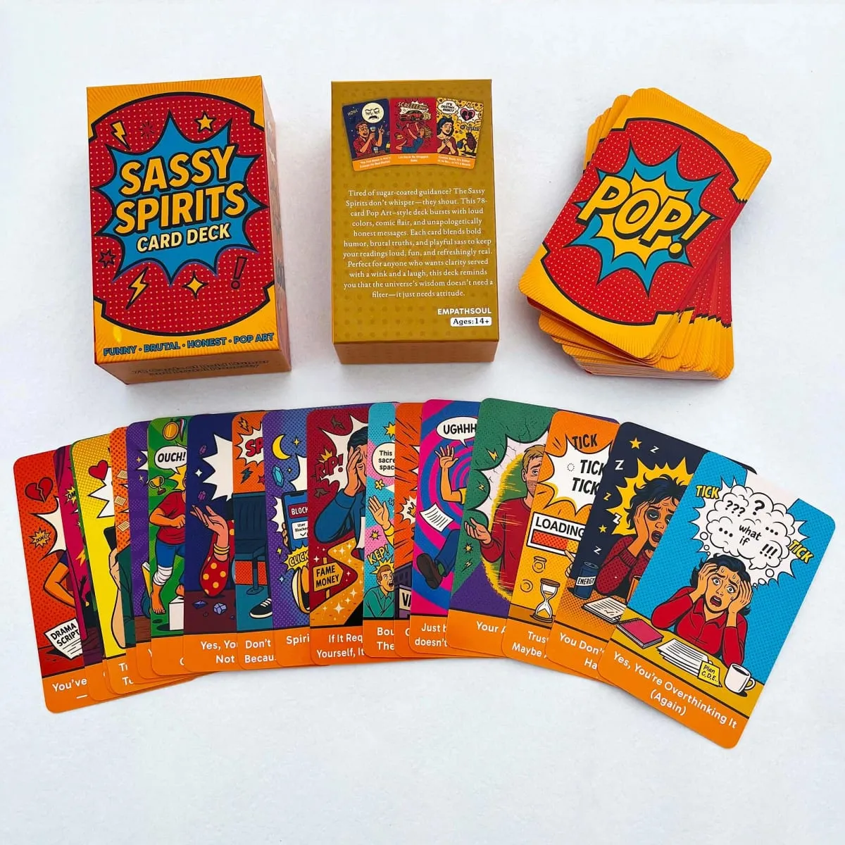 78 Card Deck Sassy Spirits Oracle Card Deck, Humorous Divination Cards Includes Funny Honest Trendy Art Comic Style — image 4