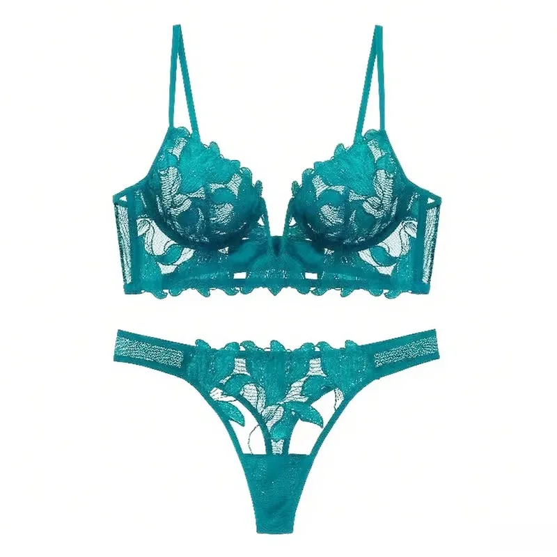 Women Lace Lingerie Set Elegant Sexy Bra Set See Through Underwear Ventilate Ladies Bra and Panty Set — image 22