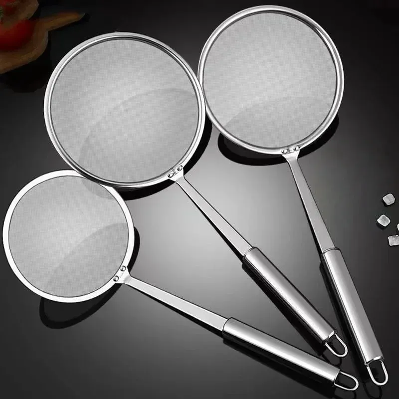 Filter Scoop Stainless Steel Fat Skimmer Spoon Fine Mesh Strainer Food Strainer With Handle Kitchen Oil Skimmer Strainer — image 3