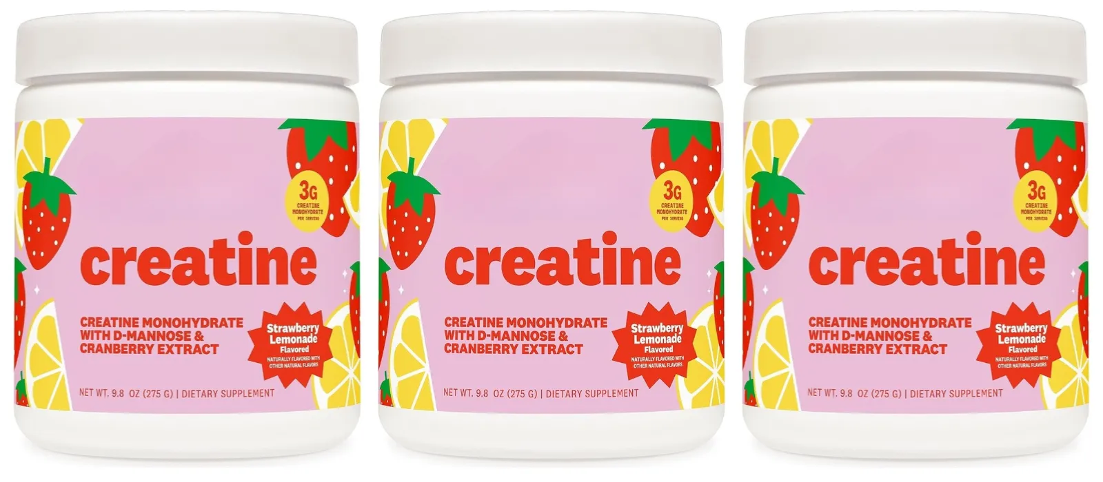 Creatine Monohydrate Powder Supplement 3g Serving Vegan Formula Strawberry Lemonade Flavor Zero Sugar for Active Lifestyle — image 9