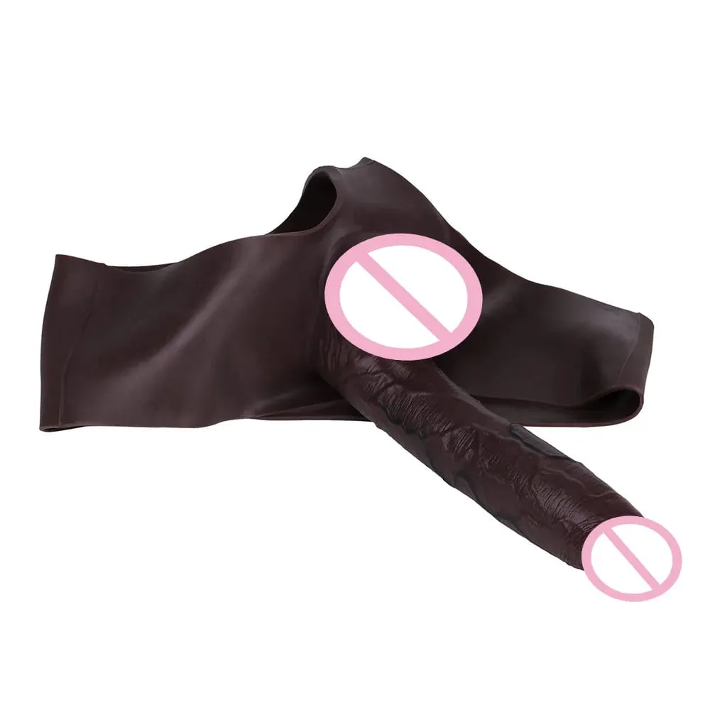 Mutandine con dildo cavo ultra realistico Slip in silicone Strapon Pene Estendi pantaloni a maniche Giocattoli sessuali per uomini Ingrandimento del cazzo