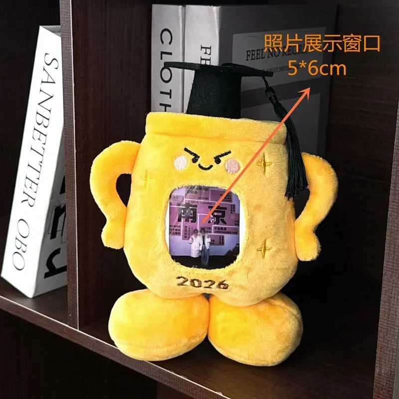 20cm Yellow Trophy Graduation Plush Toy Stuffed Showing a Photo University College Doctor Bachelor Souvenir Present — image 9