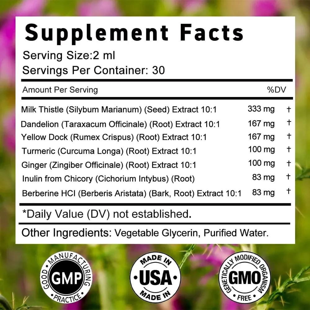 Super Liver Support with Milk Thistle - All Natural Liver Cleanse Detox & Repair Aid - Liquid Herbal Supplements