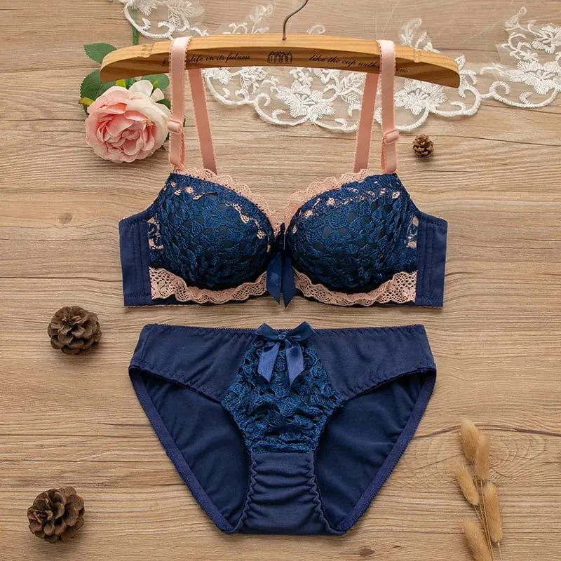 Women Underwire Sexy Lace Bra&Panty Shape‑Adjustable Push‑Up Bra For Small Bust Young Girls Anti‑Sagging Support Lingerie Set — image 6