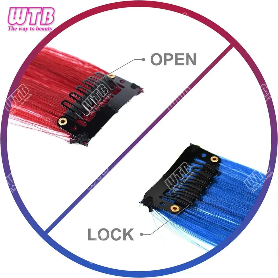 10 PCS Colored Synthetic Hair Extension Wigs for Women BB Clip Style Straight Hair Extension Wigs Suitable for Holiday Events — image 3