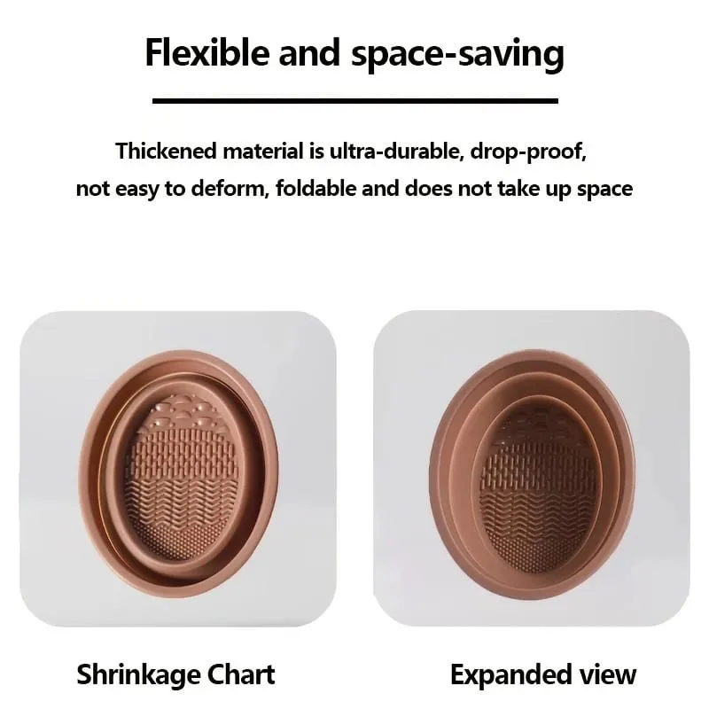 1 piece of foldable silicone makeup brush cleaner; Reusable; Portable cleaning tool suitable for makeup brushes and powder puffs — image 2