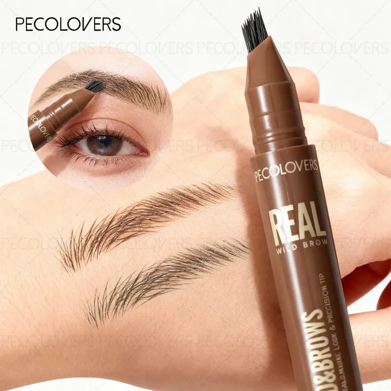 2PCS/SET 3D Wild Waterproof & Sweatproof Eyebrow Pencil &eyebrow Razor Mult Split Tip Eyebrows Pen Eyebrow Portable for Travel — image 3