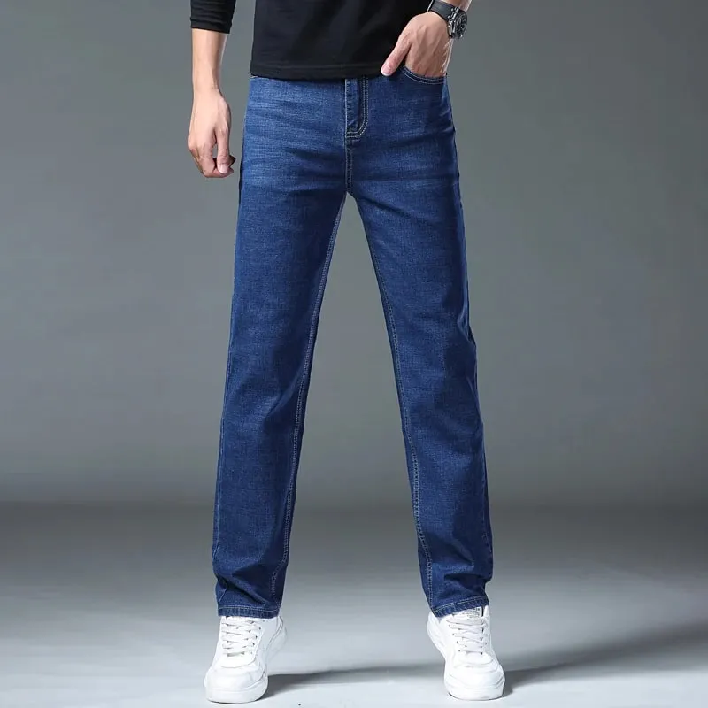2026 Stretch Stretch Fashion Classic Blue Black Work New Business Men's Jeans Casual StraightDenim Trousers Male Brand Clothing — image 5