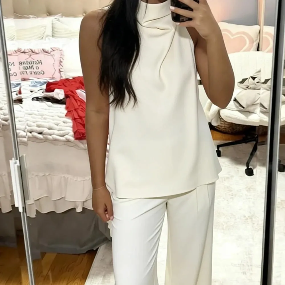 Women Summer Coquette Backless Halter Crop Tops Solid Satin Slip Tank Top Casual Office Ladies Off Shoulder Evening Party Vests — image 2