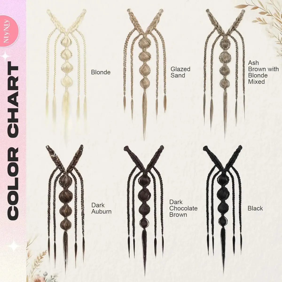 Synthetic Clip in Braid Hair Extensions - Boho Festival Princess Braid Hair Extension Fairy Cosplay Wedding Hairpiece for Women — image 6